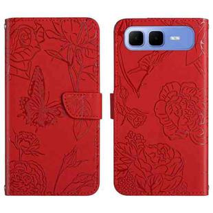 For Infinix Smart 10 Plus 4G Skin Feel Butterfly Embossed Flip Leather Phone Case(Red)