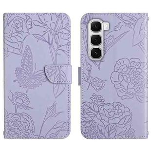For Infinix Hot 60 4G / 60i 4G Skin Feel Butterfly Embossed Flip Leather Phone Case(Purple)