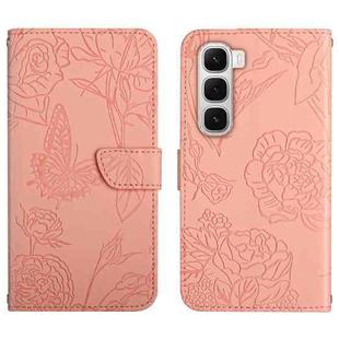 For Infinix Hot 60 4G / 60i 4G Skin Feel Butterfly Embossed Flip Leather Phone Case(Pink)