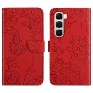 For Infinix Hot 60 4G / 60i 4G Skin Feel Butterfly Embossed Flip Leather Phone Case(Red)