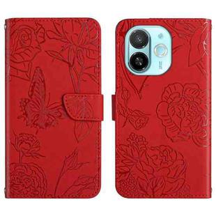 For Tecno Spark 30C 5G Skin Feel Butterfly Embossed Flip Leather Phone Case(Red)