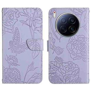 For Tecno Camon 40 Premier Skin Feel Butterfly Embossed Flip Leather Phone Case(Purple)