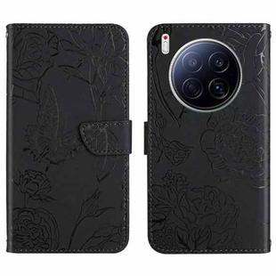 For Tecno Camon 40 Premier Skin Feel Butterfly Embossed Flip Leather Phone Case(Black)