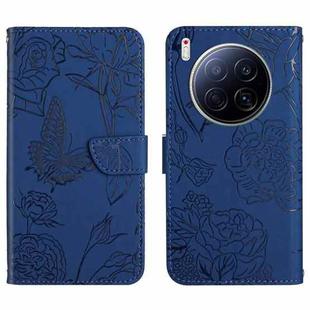 For Tecno Camon 40 Premier Skin Feel Butterfly Embossed Flip Leather Phone Case(Blue)