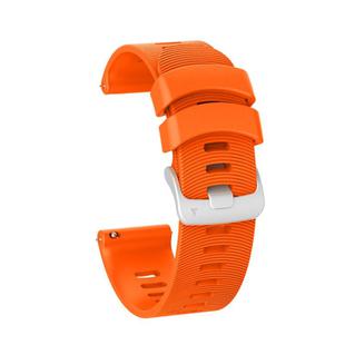 For Garmin Forerunner 245 Stripes Silver Buckle Silicone Watch Band(Orange)