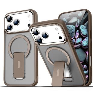 For iPhone 17 Pro Max Acrylic Hybrid TPU MagSafe Holder Phone Case(Gold)
