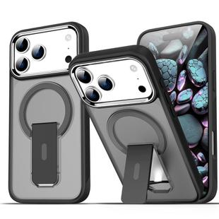 For iPhone 17 Pro Max Acrylic Hybrid TPU MagSafe Holder Phone Case(Transparent Black)