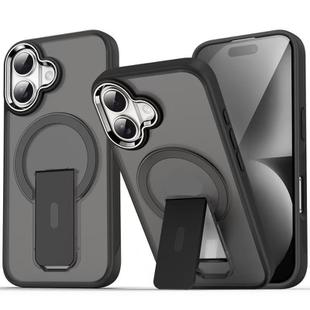 For iPhone 17 Acrylic Hybrid TPU MagSafe Holder Phone Case(Transparent Black)
