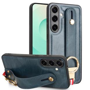 For Samsung Galaxy S25+ 5G Wristband Leather Back Phone Case(Blue)