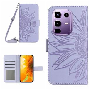 For Infinix Note 50s 5G Skin Feel Sun Flower Embossed Flip Leather Phone Case with Lanyard(Purple)