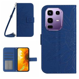 For Infinix Note 50s 5G Skin Feel Sun Flower Embossed Flip Leather Phone Case with Lanyard(Dark Blue)