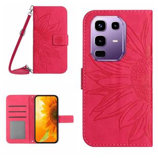 For Infinix Note 50 Pro+ 5G Skin Feel Sun Flower Embossed Flip Leather Phone Case with Lanyard(Rose Red)