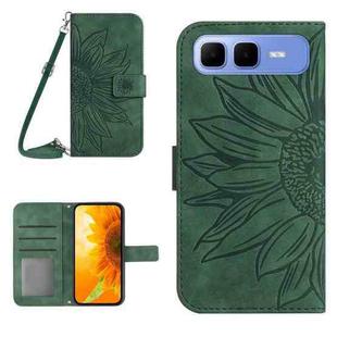 For Infinix Smart 10 Plus 4G Skin Feel Sun Flower Embossed Flip Leather Phone Case with Lanyard(Green)