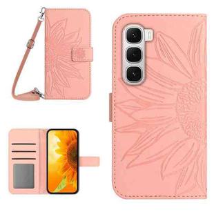 For Infinix Hot 60 4G / 60i 4G Skin Feel Sun Flower Embossed Flip Leather Phone Case with Lanyard(Pink)