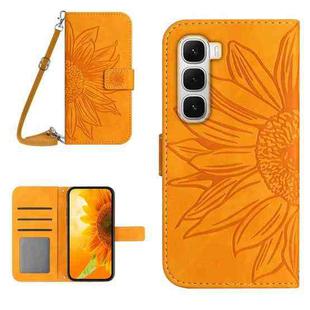 For Infinix Hot 60 4G / 60i 4G Skin Feel Sun Flower Embossed Flip Leather Phone Case with Lanyard(Yellow)