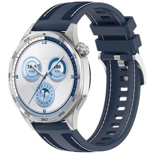 22mm Hybrid Nylon Braid Silicone Watch Band(Blue)