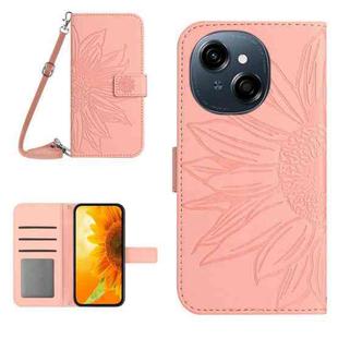 For Tecno Pop 9 4G / Spark Go 2025 4G Skin Feel Sun Flower Embossed Flip Leather Phone Case with Lanyard(Pink)