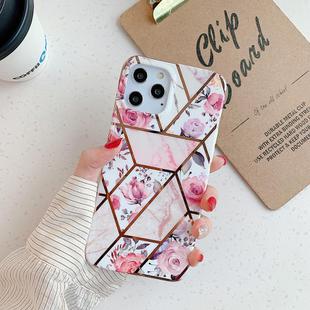 For iPhone 12 / 12 Pro Plating Splicing Pattern Soft TPU Protective Case(Retro Flower)