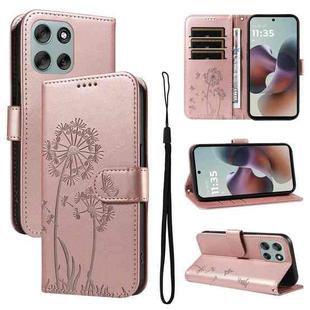 For Motorola Moto G56 5G Dandelion Embossed Pattern Flip Leather Phone Case(Rose Gold)