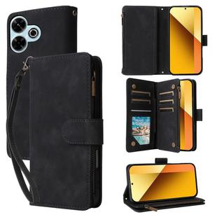 For Redmi 13 4G / 5G Multifunctional Multi-Card Wallet Phone Leather Case(Black)
