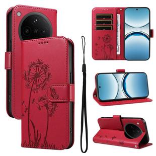 For OPPO Find X8 5G Global Dandelion Embossed Pattern Flip Leather Phone Case(Red)
