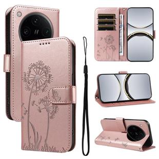 For OPPO Find X8 Pro 5G Global Dandelion Embossed Pattern Flip Leather Phone Case(Rose Gold)