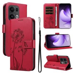 For OPPO Reno13 Pro Global Dandelion Embossed Pattern Flip Leather Phone Case(Red)