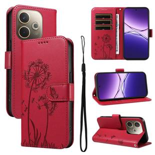 For OPPO A5 Pro 5G Global Dandelion Embossed Pattern Flip Leather Phone Case(Red)