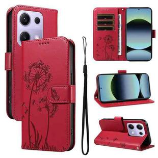 For Redmi Note 13 Pro 4G / 14S 4G Dandelion Embossed Pattern Flip Leather Phone Case(Red)