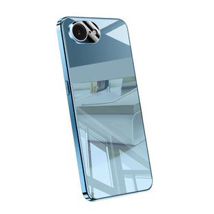 For iPhone 16e Electroplating Ice Crystal Airbag Full Coverage Shockproof Phone Case(Blue)