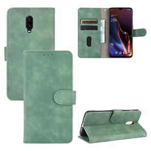 For OnePlus 6T Solid Color Skin Feel Magnetic Buckle Horizontal Flip Calf Texture PU Leather Case with Holder & Card Slots & Wallet(Green)