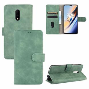 For OnePlus 7 Solid Color Skin Feel Magnetic Buckle Horizontal Flip Calf Texture PU Leather Case with Holder & Card Slots & Wallet(Green)