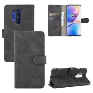 For OnePlus 8 Pro Solid Color Skin Feel Magnetic Buckle Horizontal Flip Calf Texture PU Leather Case with Holder & Card Slots & Wallet(Black)