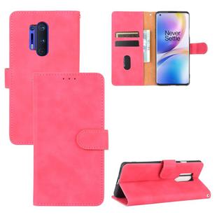 For OnePlus 8 Pro Solid Color Skin Feel Magnetic Buckle Horizontal Flip Calf Texture PU Leather Case with Holder & Card Slots & Wallet(Rose Red)