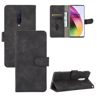For OnePlus 8 Solid Color Skin Feel Magnetic Buckle Horizontal Flip Calf Texture PU Leather Case with Holder & Card Slots & Wallet(Black)