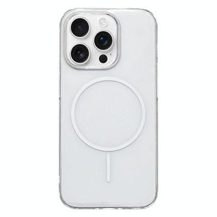 For iPhone 15 Pro Max Clear Color PC Thin Circle MagSafe Phone Case(White)