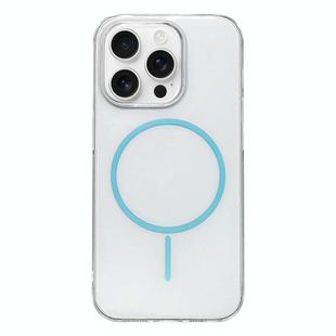 For iPhone 15 Pro Max Clear Color PC Thin Circle MagSafe Phone Case(Blue)