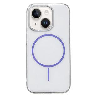 For iPhone 15 Plus / 14 Plus Clear Color PC Thin Circle MagSafe Phone Case(Purple)