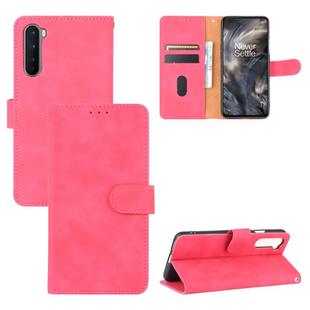 For OnePlus Nord Solid Color Skin Feel Magnetic Buckle Horizontal Flip Calf Texture PU Leather Case with Holder & Card Slots & Wallet(Rose Red)