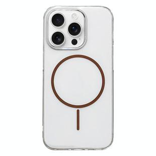 For iPhone 12 Pro Max Clear Color PC Thin Circle MagSafe Phone Case(Brown)