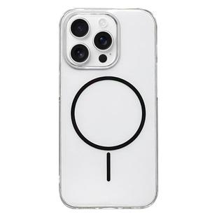 For iPhone 12 Pro Max Clear Color PC Thin Circle MagSafe Phone Case(Black)