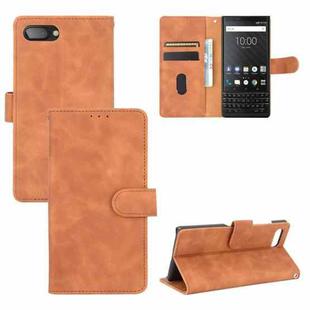 For BlackBerry KEY2 Solid Color Skin Feel Magnetic Buckle Horizontal Flip Calf Texture PU Leather Case with Holder & Card Slots & Wallet(Brown)