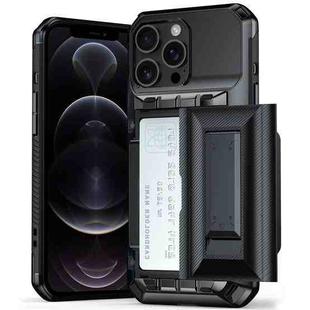 For iPhone 12 Pro Max Card Slot PC Hybrid TPU Combo Phone Case(Dark Grey)