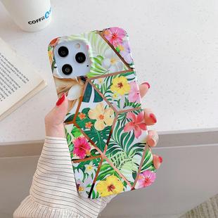 For iPhone 12 mini Plating Splicing Pattern Soft TPU Protective Case(Colorful Flower)
