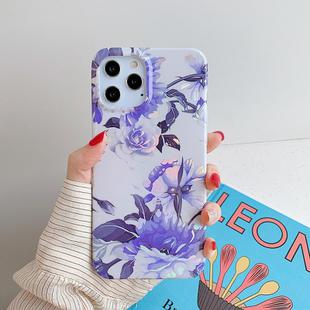 For iPhone 12 Pro Max Laser Pattern Soft TPU Protective Case(White Background Blue Flower)