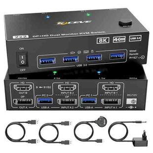 KC-KVM8202DH 8K 60Hz HDMI and DP and USB3.0 Dual Monitor KVM Switch, AU Plug