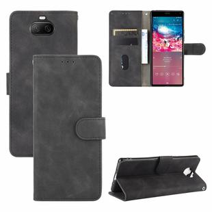 For Sony Xperia 8 Solid Color Skin Feel Magnetic Buckle Horizontal Flip Calf Texture PU Leather Case with Holder & Card Slots & Wallet(Black)
