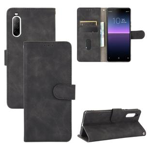 For Sony Xperia 10 II Solid Color Skin Feel Magnetic Buckle Horizontal Flip Calf Texture PU Leather Case with Holder & Card Slots & Wallet(Black)