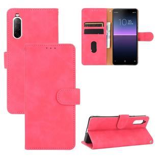 For Sony Xperia 10 II Solid Color Skin Feel Magnetic Buckle Horizontal Flip Calf Texture PU Leather Case with Holder & Card Slots & Wallet(Rose Red)