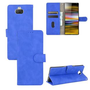 For Sony Xperia 10 Plus Solid Color Skin Feel Magnetic Buckle Horizontal Flip Calf Texture PU Leather Case with Holder & Card Slots & Wallet(Blue)